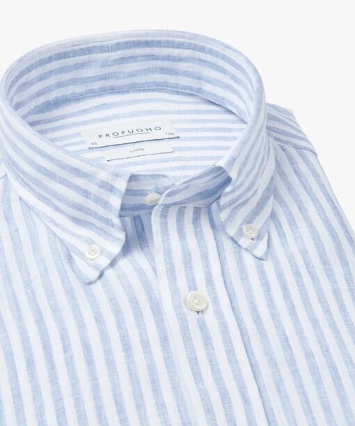 Blue linen striped shirt - Image 2