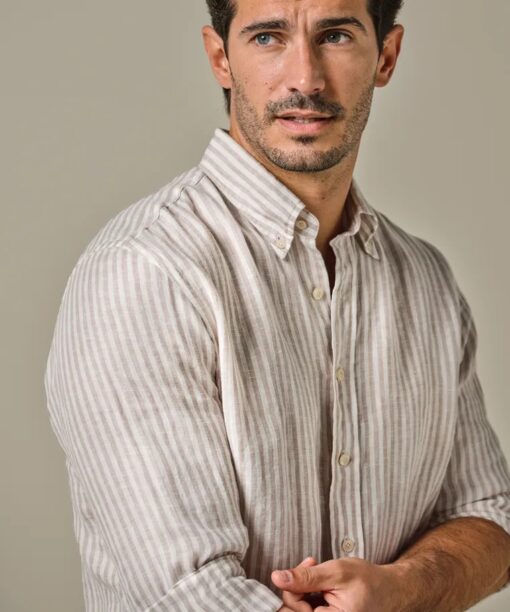 Beige linen striped shirt