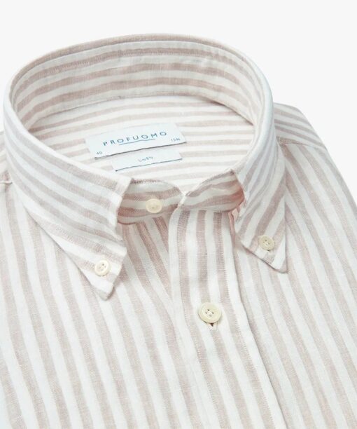 Beige linen striped shirt - Image 3