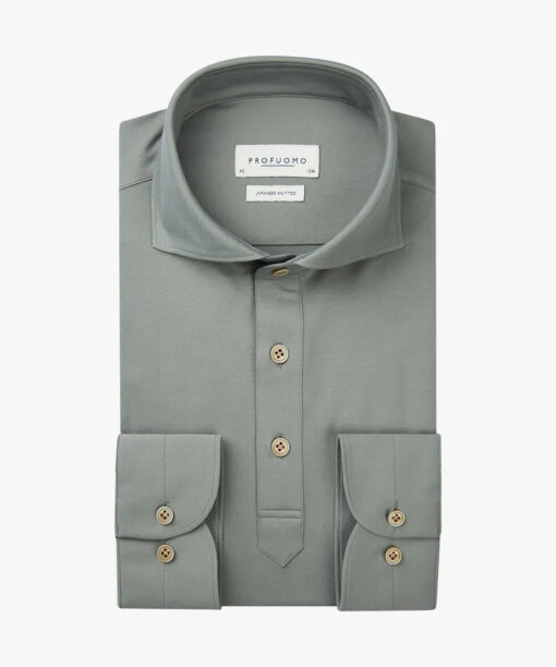Green Japanese knitted polo shirt