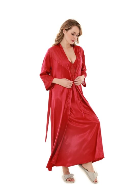 Satin Solid 2 Pcs Nightdress 5983 - Image 2