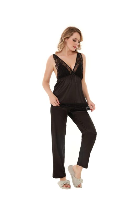Satin Solid 3 Pcs Nightdress 6103 - Image 2