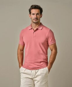 Dark pink pique polo