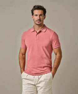 Dark pink pique polo