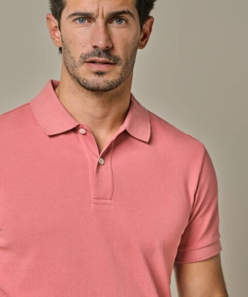 Dark pink pique polo - Image 5