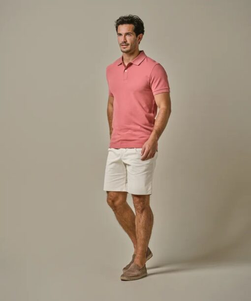 Dark pink pique polo - Image 2