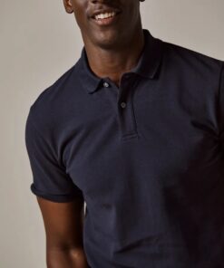 Navy pique polo