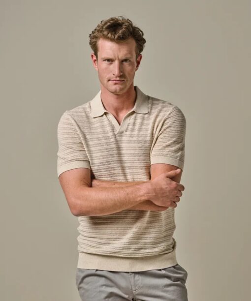 Open-collar crochet polo