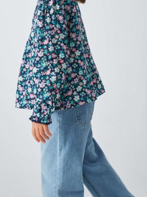 John LewisKids' Floral Dobby Top, Blue - Image 3