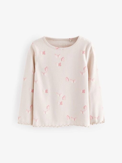 Pink Ribbed Long Sleeve Tops 5 Pack (6mths-5yrs) - Image 3