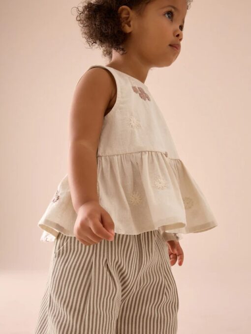 Ecru Cream Embroidered Blouse and Trousers Co-ord Set - Image 3