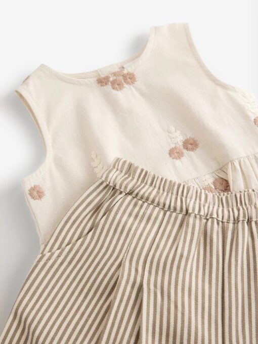Ecru Cream Embroidered Blouse and Trousers Co-ord Set - Image 5