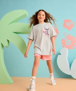 Light Blue Oversized 100% Cotton Disney Lilo and Stitch License T-Shirt