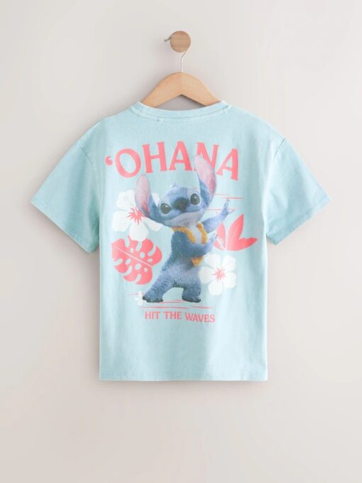 Light Blue Oversized 100% Cotton Disney Lilo and Stitch License T-Shirt - Image 3