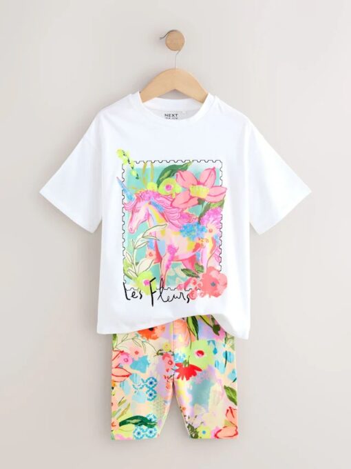 White Unicorn Oversized T-Shirt Cycle Top and Shorts Set - Image 4